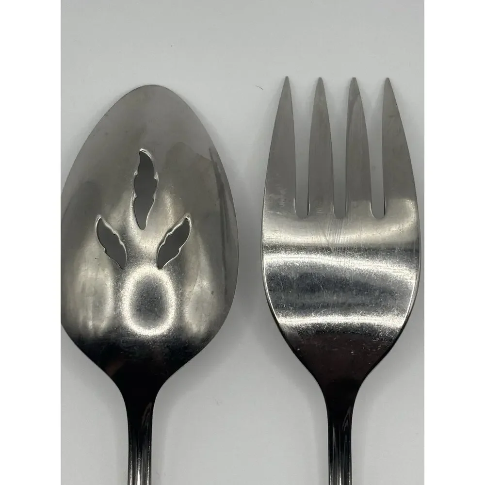 Vintage Oneida Community Stainless Wyndham Serving Fork Pierced Spoon Set
